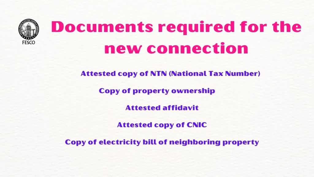 Documents required for the new connection